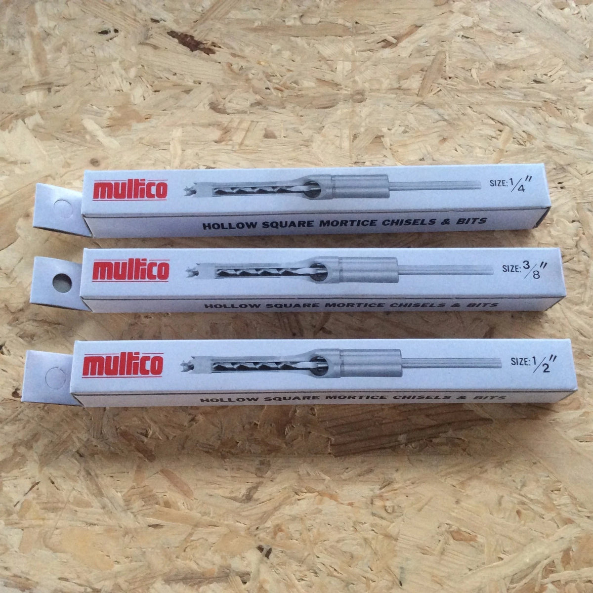 Multico set of three chisels and bits, ¼″, ⅜″ and ½″